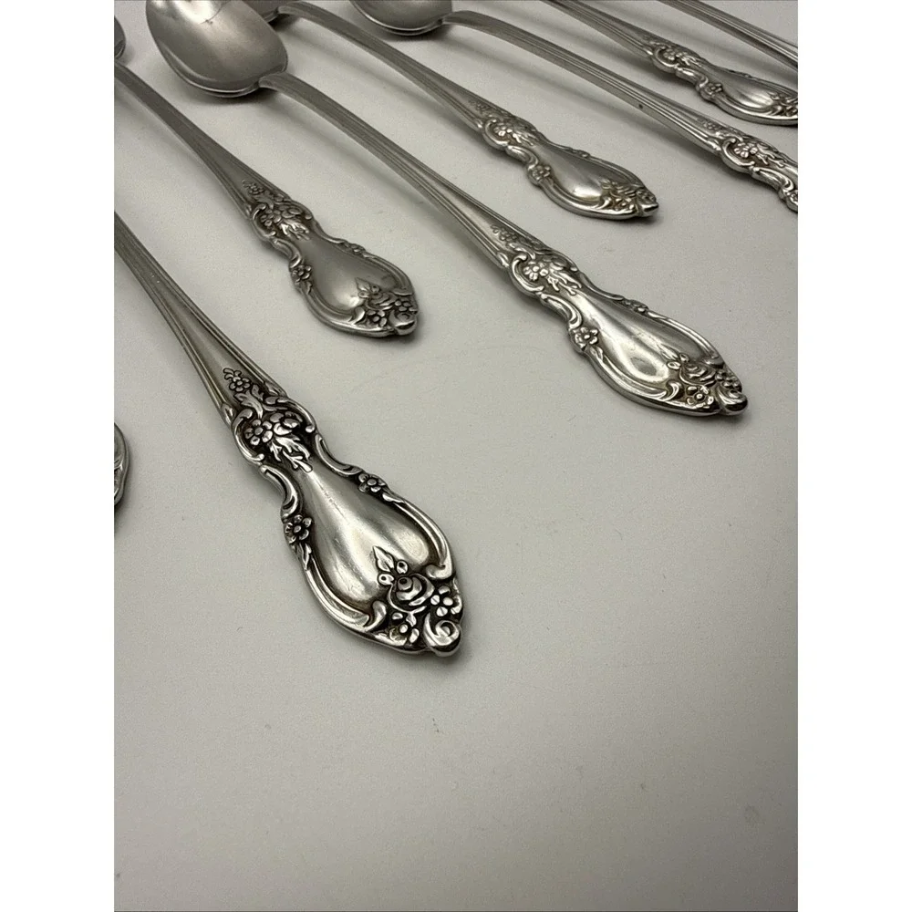 Oneida Louisiana Set of 8 ICED TEASPOONS  Community Stainless Flatware Tall
